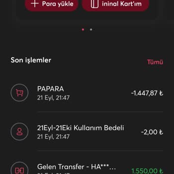 Papara Hesabımdan Para Çekildi Fakat Hesabıma Yansımadı