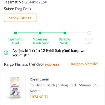 Trendyol'dan Aldığım Mamam Gelmedi