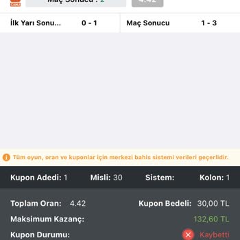İddaa Uygulamasında Kazandığım Maçı Kaybedenler Kısmında Olması