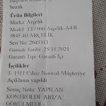 Arçelik TV Değişim Yapmıyor 3 Kere Aldılar Düzelmedi Sorun