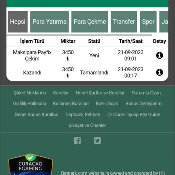 Betpark Kazanç Elde Ettim Ama Çekim Talebi Reddedildi