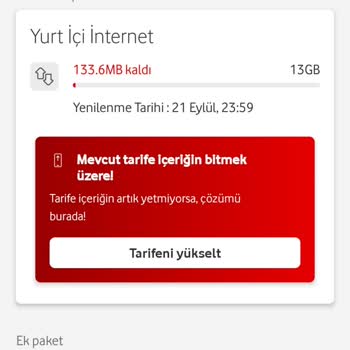Vodafone İnternet Paketim Bitmeden Aşım Paketi Uygulaması
