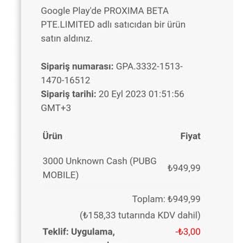 PUBG (Pubgmobile.com) Google Proxima Beta Hesabımdan Habersiz Para Çekilmiş
