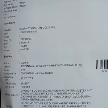 Adidas Kusurlu Ürün Değiştirmeme Israrı