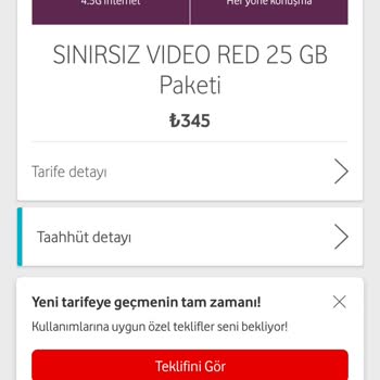 Vodafone Tarife Sorunu