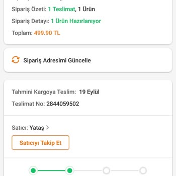Yataş Sipariş Hakkında Trendyol'dan Aldığım