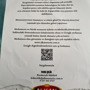 Amazon Zeytin İade Kargo No Verilmemesi