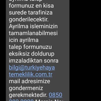 Türkiye Hayat Emeklilik BES İptal İstiyorum