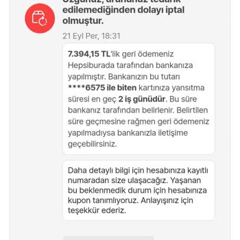 Hepsiburada İndirimden Aldığım Ürünü Stok Olmasına Rağmen İptal Etti