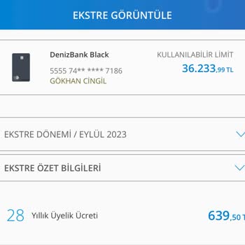 Denizbank Yıllık Kart Aidatı