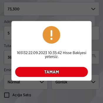 Ziraat Borsa Yetersiz Bakiye Uyarısı