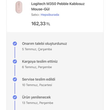 Hepsiburada, Teknik Servisinin Yenilediği Ürünümü Bana Göndermiyor