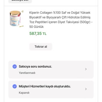 "kiperin Collagen Resmi" Satıcısının Siparişimi İptal Etmesi