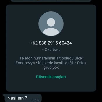WhatsApp'tan Yabancı Uyruklu Mesaj