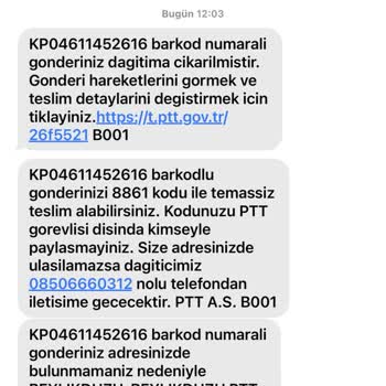 PTT Kargo Yalan Beyan Tüm Kargolarıma Evde Yoksunuz Diyor.