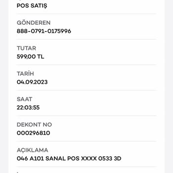 A101 Sipariş Verilen Ürünün Gönderilmemesi