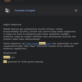 Epttavm İade Kabulü Yapılmaması Ve İadenin Kargo Ödemeli Gönderilmesi