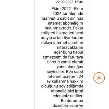 D-Smart 61191846 Abone Numarasının Sabit İnternet Ücretinin Artırılması