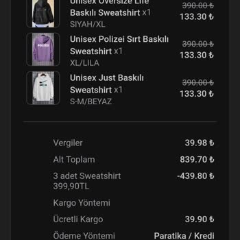 Only Trend Wear Sweatshirt Siparişi Verdim, İletişim Kuramıyorum, Sorunumun Çözülmesini İstiyorum