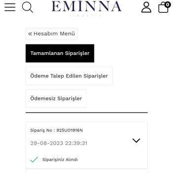 Eminna.com Siparişim Gönderilmiyor