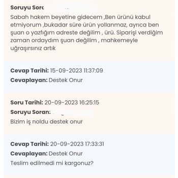 SC Sarvin Sipariş Verdiğim Ürünü Yollamadılar