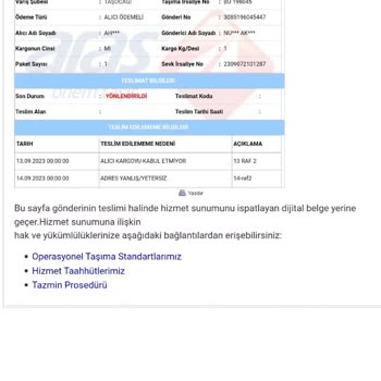 Aras Kargo Adrese Gitmediği Halde Alıcıya Ulaşılamadı Diye Yanlış Bilgi Vermesi
