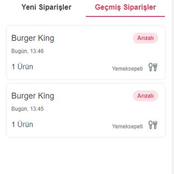 Yemeksepeti Sipariş Arızalı İptali