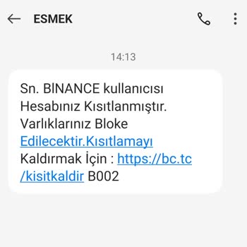 Binance Üyeliğim Yok. Mesaj Geliyor