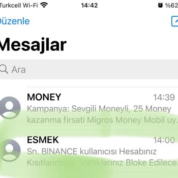 Esmek -Binance Mesajları