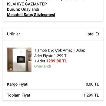 A101 Çok Amaçlı Dolap Siparişi Kargoya Verilmedi