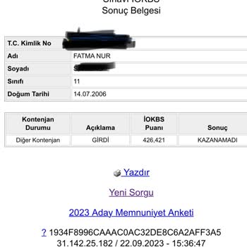 Milli Eğitim Bakanlığı (MEB) Bursluluk Sınav Sonucu İtiraz