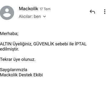 Maçkolik Hesabı Askıya Alınması