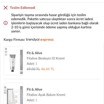 Trendyol Mağduriyeti - Fit & Alive Ürünleri