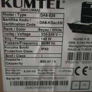 Kumtel.com Sitesinden Ankastre Set Aldım Sadece Davlumbaz Geldi.