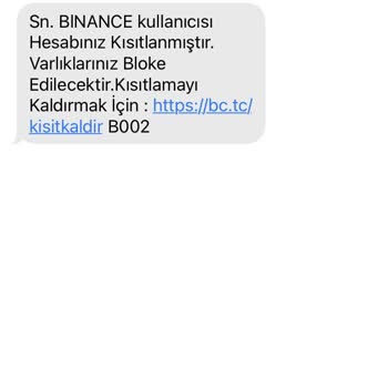Hesabım Olmayan Binance Mesaj Atıyor