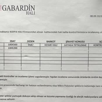 Gabardin Halı Kahya Halı'dan Aldığımız 5000 TL Değerindeki Halıda Sorun