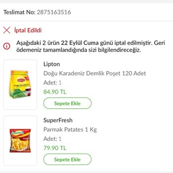 Gürmar AVM Trendyol Hızlı Market Sipariş Sorunu