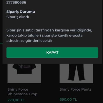 277880686 Sipariş Numaralı Shiny Force Alışverişim Kargoya Verilmedi