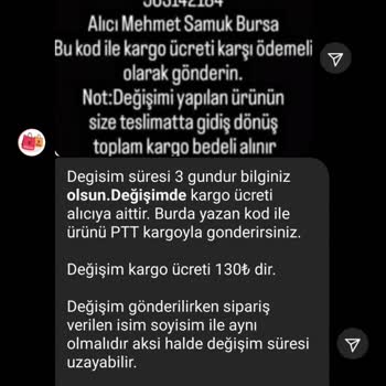 Modanisvan Hatalı Ürüne Değişim Ücreti İstedi