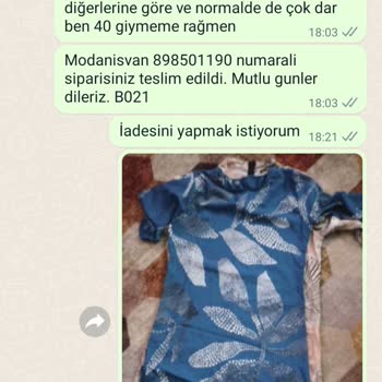 Modanisvan Hatalı Ürüne Değişim Ücreti İstedi