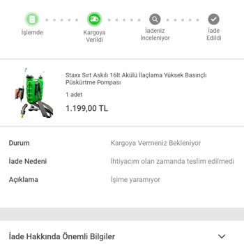 Koçtaş İade Etiğim Ürünün Para İadesi Olmadı