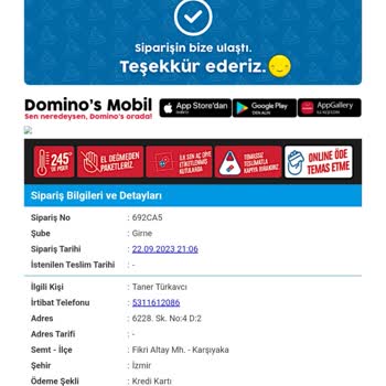 Domino's Pizza Siparişimi İptal Ediyor