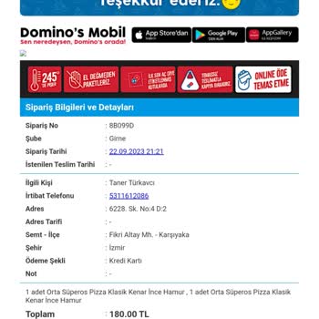 Domino's Pizza Siparişimi İptal Ediyor