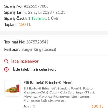 Burger King Yanlış Ürün Teslimatı!