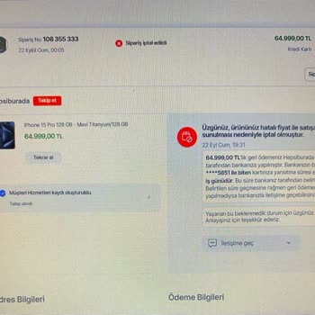 Hepsiburada İphone 15 Pro İptali