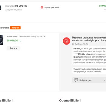 Hepsiburada Verilen Sipariş Aldatmacası