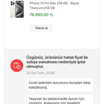 Hepsiburada Aldığım Ürünü İptal Etti