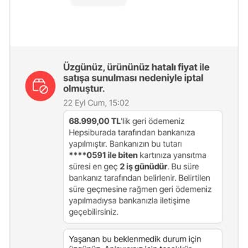 Hepsiburada İphone 15 Pro 256 GB Hatası
