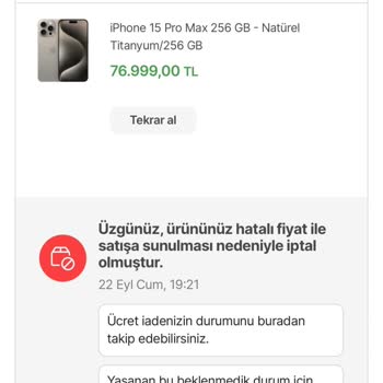Hepsiburada İphone 15 Pro Max 256GB Sipariş İptali Ve Stok Sorunu