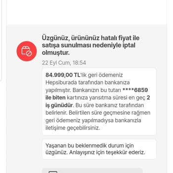 Hepsiburada'nın İphone Siparişimi İptal Etmesi